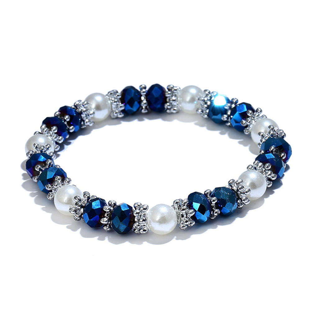 Blue Rhinestone Pearl Charm Bracelets
